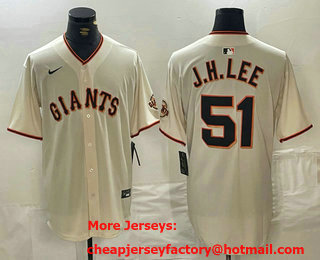 Men's San Francisco Giants #51 Jung Hoo Lee Cream Limited Stitched Jersey