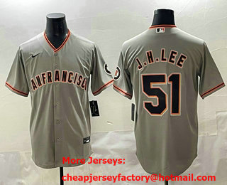 Men's San Francisco Giants #51 Jung Hoo Lee Gray Cool Base Stitched Jersey