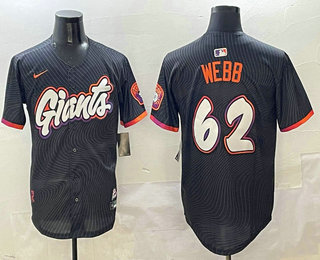 Men's San Francisco Giants #62 Logan Webb Black 2025 City Connect Limited Stitched Jersey