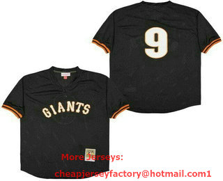 Men's San Francisco Giants #9 Ted Williams Black Mesh Throwback Jersey