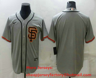 Men's San Francisco Giants Blank Grey With SF Stitched MLB Cool Base Nike Jersey