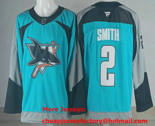 Men's San Jose Sharks #2 Will Smith Teal Alternate Authentic Jersey