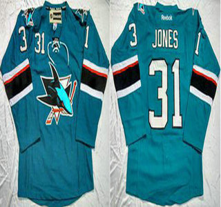 Men's San Jose Sharks #31 Martin Jones 2014 Blue Jersey