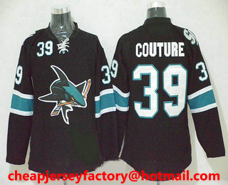 Men's San Jose Sharks #39 Logan Couture Black Third Hockey A Patch Jersey