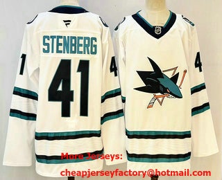 Men's San Jose Sharks #41 Ivar Stenberg White Authentic Jersey