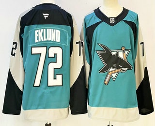 Men's San Jose Sharks #72 William Eklund Teal Alternate Authentic Jersey