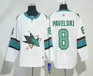 Men's San Jose Sharks #8 Joe Pavelski White 2017-2018 Hockey Stitched NHL Jersey