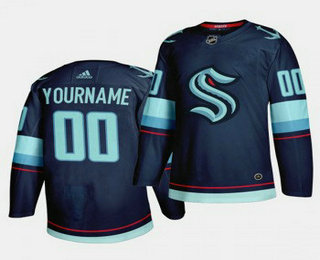 Men's Seattle Kraken Custom Navy Blue Stitched Adidas NHL Jersey