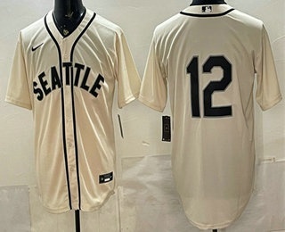 Men's Seattle Mariners #12 Josh Naylor Cream Alternate Stitched Jersey