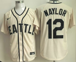 Men's Seattle Mariners #12 Josh Naylor Cream Cool Base Jersey