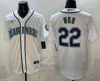 Men's Seattle Mariners #22 Bryan Woo White Cool Base Stitched Jersey