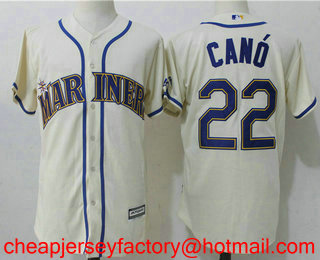 Men's Seattle Mariners #22 Robinson Cano Cream Stitched MLB Cool Base Jersey