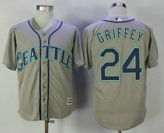 Men's Seattle Mariners #24 Ken Griffey Jr. Retired Gray Stitched MLB Cool Base Jersey