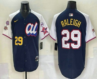 Men's Seattle Mariners #29 Cal Raleigh Number Navy 2025 All Star Limited Stitched Jersey