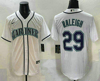 Men's Seattle Mariners #29 Cal Raleigh White Cool Base Stitched jersey