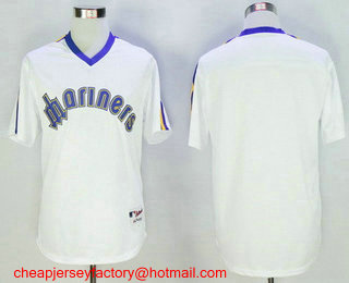 Men's Seattle Mariners Blank White Pullover Stitched MLB 1984 Turn Back the Clock Jersey