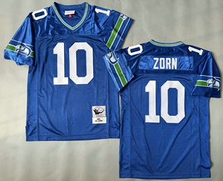 Men's Seattle Seahawks #10 Jim Zorn Blue 1983 Throwback Jersey
