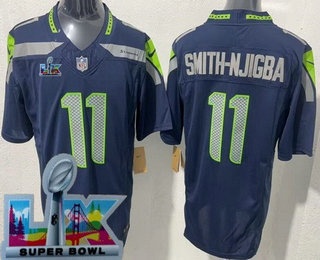 Men's Seattle Seahawks #11 Jaxon Smith Njigba Limited Navy Super Bowl LX FUSE Vapor Jersey