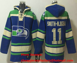 Men's Seattle Seahawks #11 Jaxon Smith-Njigba Royal Ageless Must Have Lace Up Pullover Hoodie