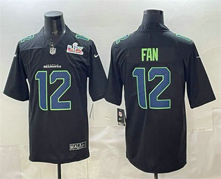 Men's Seattle Seahawks #12 Fan Limited Black Super Bowl LX Fashion Vapor Jersey