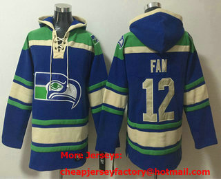 Men's Seattle Seahawks #12 Fan Royal Ageless Must Have Lace Up Pullover Hoodie
