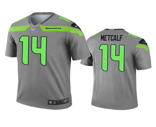 Men's Seattle Seahawks #14 D.K. Metcalf Gray Inverted Legend Jersey