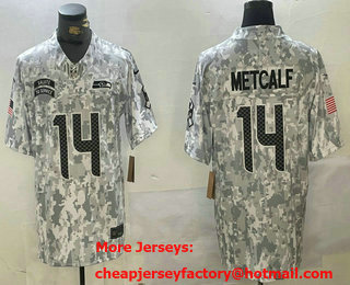 Men's Seattle Seahawks #14 DK Metcalf Arctic Camo 2024 FUSE Salute to Service Limited Stitched Jersey