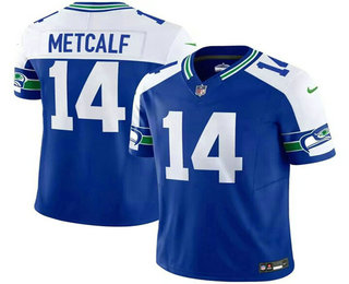 Men's Seattle Seahawks #14 DK Metcalf Royal 2023 FUSE Throwback Vapor Limited Stitched Jersey