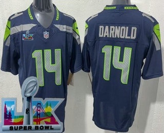 Men's Seattle Seahawks #14 Sam Darnold Limited Navy Super Bowl LX FUSE Vapor Jersey