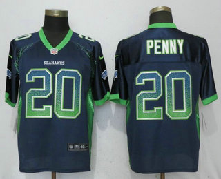 Men's Seattle Seahawks #20 Rashaad Penny Navy Blue Drift Stitched NFL Nike Fashion Elite Jersey