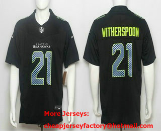 Men's Seattle Seahawks #21 Devon Witherspoon Limited Black Fashion FUSE Vapor Jersey