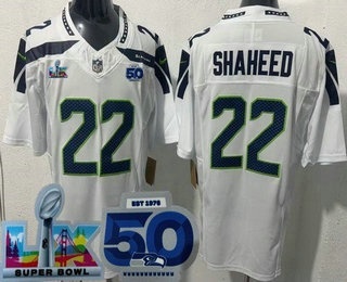 Men's Seattle Seahawks #22 Rashid Shaheed Limited White 50th LX FUSE Vapor Jersey