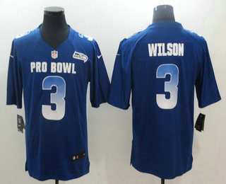 Men's Seattle Seahawks #3 Russell Wilson Royal Blue 2019 Pro Bowl Stitched NFL Nike Game Jersey