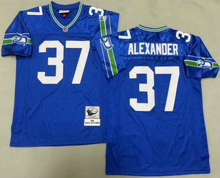 Men's Seattle Seahawks #37 Shaun Alexander Navy 2000 Throwback Jersey