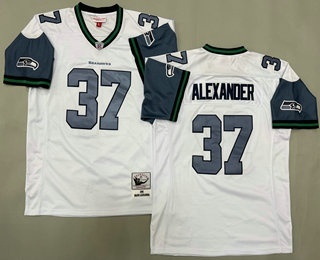 Men's Seattle Seahawks #37 Shaun Alexander White 2005 Throwback Jersey