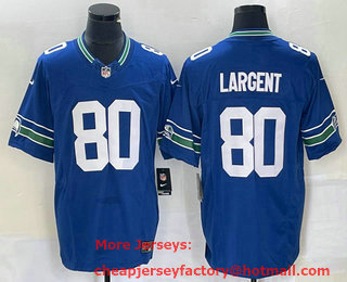 Men's Seattle Seahawks #80 Steve Largent Blue 2023 FUSE Vapor Limited Throwback Stitched Jersey