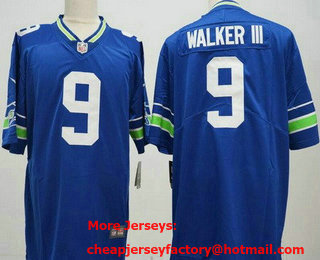 Men's Seattle Seahawks #9 Kenneth Walker III Limited Blue Vapor Jersey