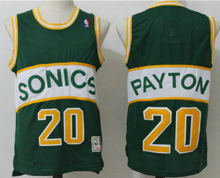 Men's Seattle Supersonics #20 Gary Payton Green Hardwood Classics Jersey