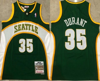 Men's Seattle Supersonics #35 Kevin Durant 2007-08 Green Hardwood AU Stitched Throwback Jersey