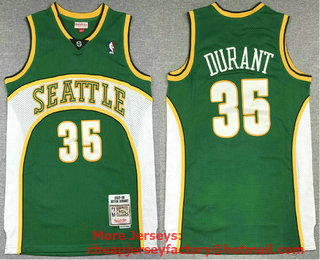 Men's Seattle Supersonics #35 Kevin Durant 2007-08 Green Hardwood Classics Soul Swingman Stitched NBA Throwback Jersey