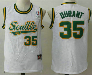 Men's Seattle Supersonics #35 Kevin Durant White AU Soul Swingman Jersey
