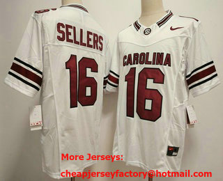Men's South Carolina Gamecocks #16 LaNorris Sellers Limited White FUSE 2026 College Football Jersey