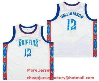 Men's Spartanburg Day School Griffins #12 Zion Williamson White Basketball Jersey