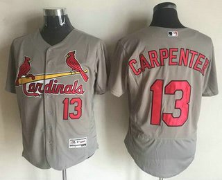 Men's St. Louis Cardinals #13 Matt Carpenter Gray Road 2016 Flexbase Baseball Jersey