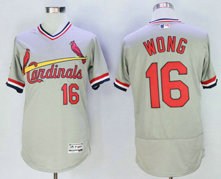 Men's St. Louis Cardinals #16 Kolten Wong Gray Pullover 2016 Flexbase Baseball Jersey