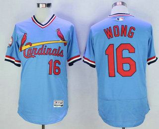 Men's St. Louis Cardinals #16 Kolten Wong Light Blue Pullover 2016 Flexbase Baseball Jersey