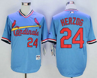 Men's St. Louis Cardinals #24 Whitey Herzog Retired Light Blue Pullover Baseball Jersey