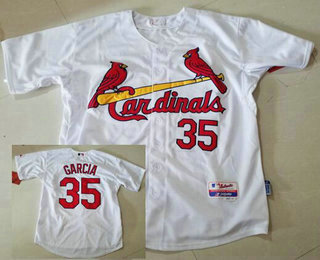 Men's St. Louis Cardinals #35 Greg Garcia White Home Stitched Baseball Jersey