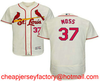 Men's St. Louis Cardinals #37 Brandon Moss Cream Stitched MLB Flex Base Jersey
