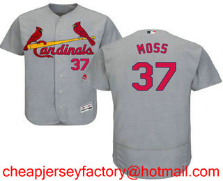 Men's St. Louis Cardinals #37 Brandon Moss Gray Road Stitched MLB Flex Base Jersey